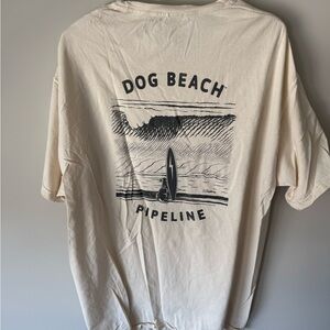 Cream Dog Surfing Graphic T-Shirt